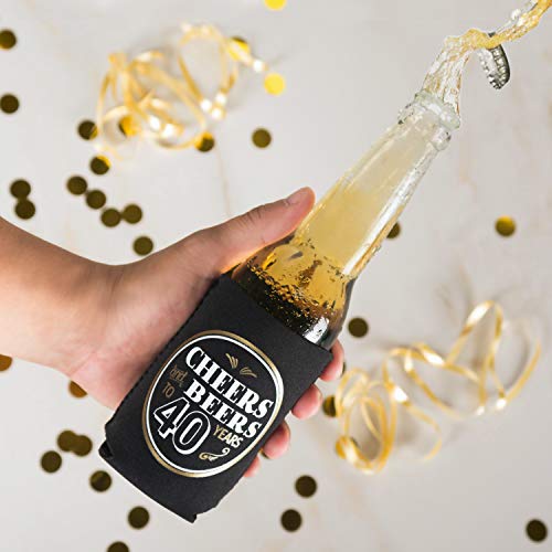  40th Birthday Can Coolers (12 Pack) - Happy 40 Birthday Decorations For Men , Cheers And Beers To 40 Years , Happy 40th Birthday Party Favors , Over The Hill Birthday Decorations 40th Party