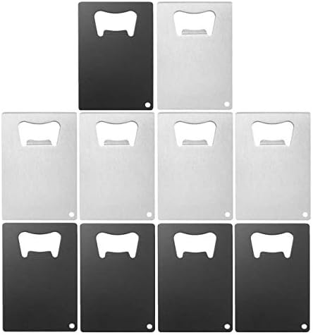  Wallet Bottle Opener, Cool & Funny Card Size Party Wedding Favors Beer Bottle Opener For Guest,Stainless Steel (#1 Black 5 & White 5, 1)