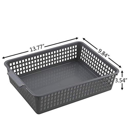  Rectangle Plastic Storage Baskets, Plastic Paper Baskets, 6-Pack