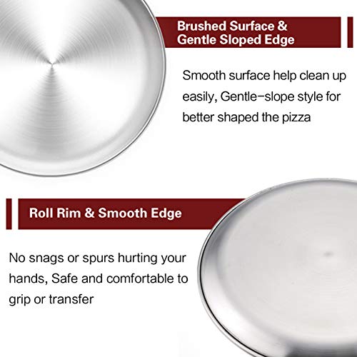  Pizza Pan, 12 Inch Pizza Pan Set Round Pizza Oven Baking Pans Tray Stainless Steel For Home Restaurant Party, Healthy & Heavy Duty, Dishwasher Safe & Easy Clean - Set Of 4