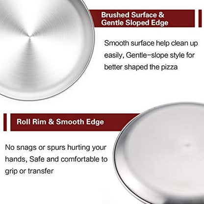  Pizza Pan, 12 Inch Pizza Pan Set Round Pizza Oven Baking Pans Tray Stainless Steel For Home Restaurant Party, Healthy & Heavy Duty, Dishwasher Safe & Easy Clean - Set Of 4