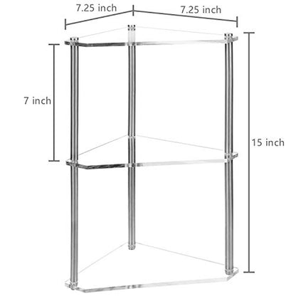  MyGift 3 Tier Clear Acrylic And Metal Tabletop Decorative Display Stand Desktop Corner Shelf, Tiered Bathroom Vanity Cosmetic Makeup Organization Shelves