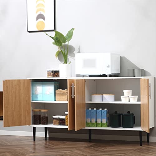  MJWDP Kitchen Sideboard With 4 Door Adjustable Shelves And Metal Legs Living Room Dining Room Auxiliary Furniture