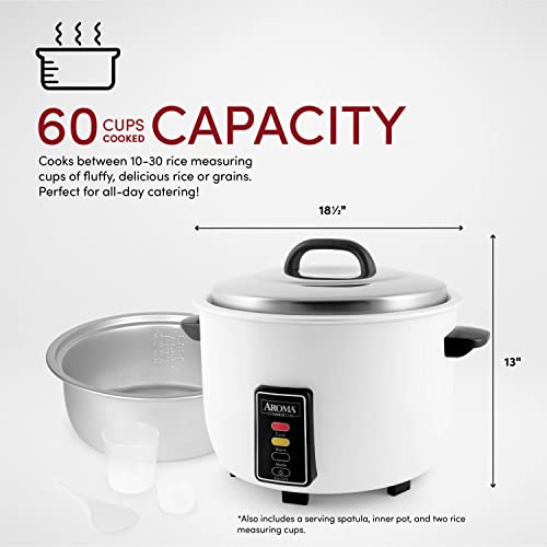  Aroma Housewares 60-Cup (Cooked) (30-Cup UNCOOKED) Commercial Rice Cooker (ARC-1033E),White
