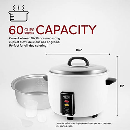  Aroma Housewares 60-Cup (Cooked) (30-Cup UNCOOKED) Commercial Rice Cooker (ARC-1033E),White