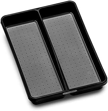  Mini 2-Compartment Plastic Utensil Tray For Drawers, Multipurpose Storage Tray Drawer Organizer, White