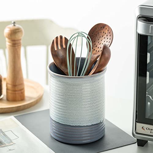  Tensil Holder For Countertop, Cooking Utensil Holder, Large Utensil Crock Stoneware Utensil Holder For Kitchen Counter Perfect For Utensil Starw Or Any Size Kitchen Accessories Framhouse Style