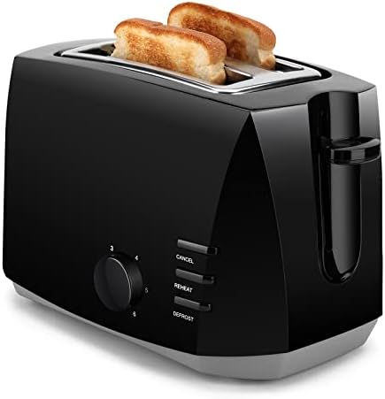  Toaster 2 Slice, Compact Electric Bread Toaster With 6 Toast Setting Defrost, Reheat, Cancel Functions, Auto Shutoff Removable Crumb Tray, Black Toaster (black)