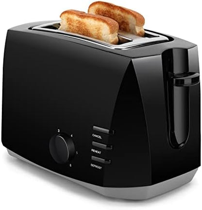  Toaster 2 Slice, Compact Electric Bread Toaster With 6 Toast Setting Defrost, Reheat, Cancel Functions, Auto Shutoff Removable Crumb Tray, Black Toaster (black)