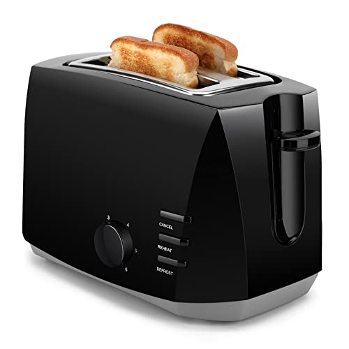  Toaster 2 Slice, Compact Electric Bread Toaster With 6 Toast Setting Defrost, Reheat, Cancel Functions, Auto Shutoff Removable Crumb Tray, Black Toaster (black)