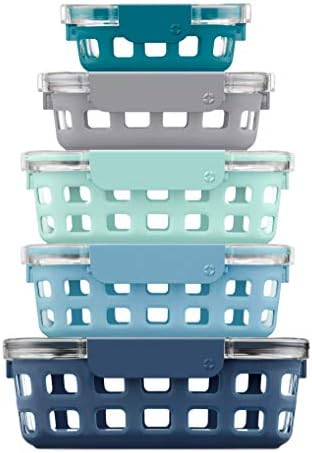  Duraglass Meal Prep Sets- Glass Food Storage Containers With Silicone Sleeves And Airtight BPA-Free Plastic Lids, Dishwasher, Microwave, And Freezer Safe