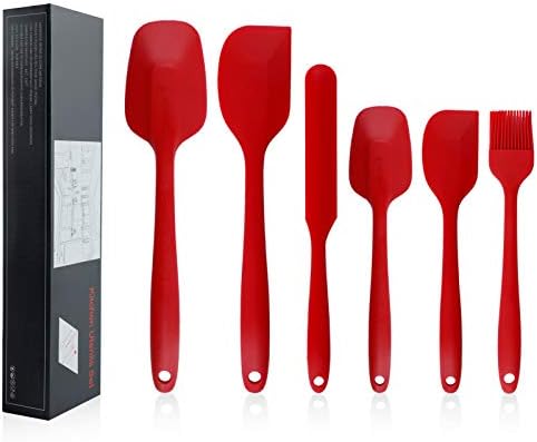  Hebaking Silicone Spatula Set, 6 Piece Heat Resistant Rubber Spatulas Set For Baking Cooking And Mixing Kitchen Utensils Seamless One Piece Spatula With Stainless Steel Core, Nonstick Dishwasher Safe