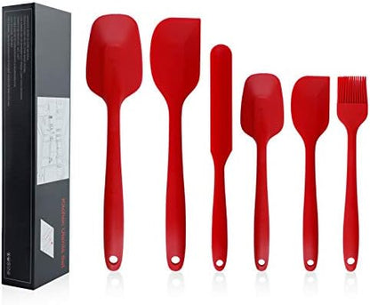  Hebaking Silicone Spatula Set, 6 Piece Heat Resistant Rubber Spatulas Set For Baking Cooking And Mixing Kitchen Utensils Seamless One Piece Spatula With Stainless Steel Core, Nonstick Dishwasher Safe