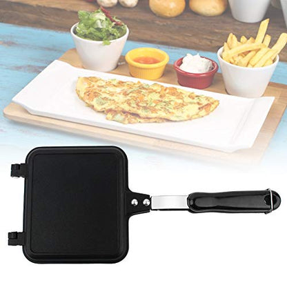  Double Sided Pan, Non-stick Baking Pancake Pan Omelette Pan Double Sided Frying Pan Grilled Cheese Maker Sandwich Maker Flip Grill Pan For Indoor Outdoor(13.58 * 5.91 * 1.18 Inch)