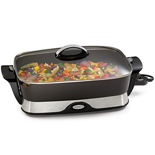 Presto 06852 16-Inch Electric Skillet With Glass Cover & 16-inch Electric Foldaway Skillet, Black
