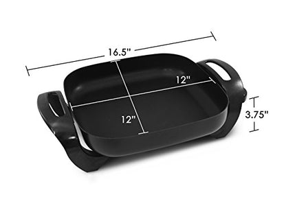  Cuisine EG-1220G 12-Inch Non-Stick Electric Skillet With Glass Lid, Black