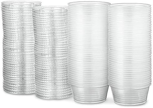  Portion Cup Combo 100 Pack - 1 Oz Cups With Lids, Leak-Proof And Stackable Souffle Cups, Jello Shot Cups, Condiment Cups