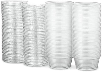  Portion Cup Combo 100 Pack - 1 Oz Cups With Lids, Leak-Proof And Stackable Souffle Cups, Jello Shot Cups, Condiment Cups