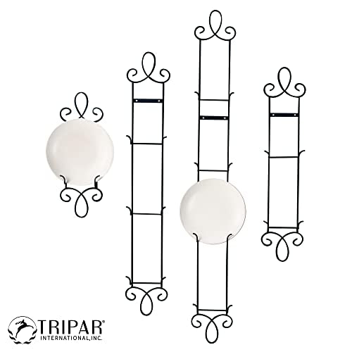  Ripar Augusta 2 Tier Vertical Black Display Plate Rack For Collectible Plates, Plaques, Dishes, & China