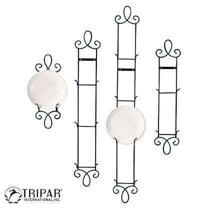  Ripar Augusta 2 Tier Vertical Black Display Plate Rack For Collectible Plates, Plaques, Dishes, & China