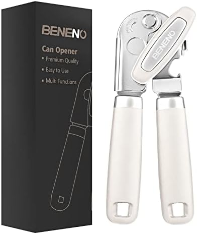  Can Opener Manual, Can Opener With Magnet, Hand Can Opener With Sharp Blade Smooth Edge, Handheld Can Openers With Big Effort-Saving Knob, Can Opener With Multifunctional Bottles Opener