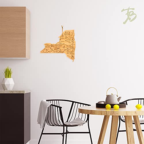  Destination New York State Shaped Serving And Cutting Board, Includes Hang Tie For Wall Display