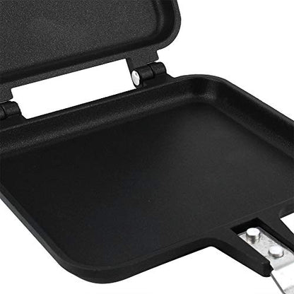  Double Sided Pan, Non-stick Baking Pancake Pan Omelette Pan Double Sided Frying Pan Grilled Cheese Maker Sandwich Maker Flip Grill Pan For Indoor Outdoor(13.58 * 5.91 * 1.18 Inch)