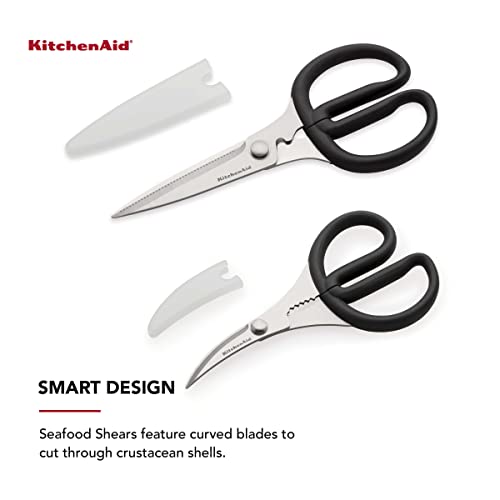 KitchenAid Stainless Steel All Purpose And Seafood Shears Set With Soft Touch Handles, 2 Piece, Black