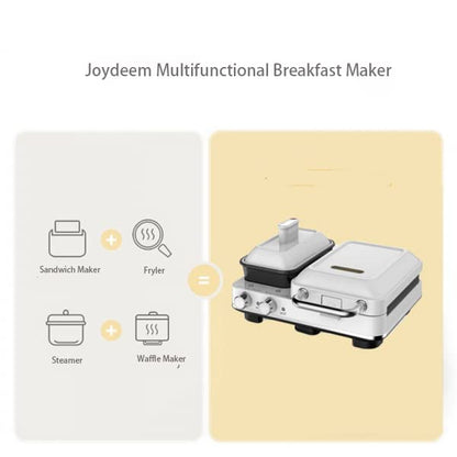  Oydeem 4-in-1 Breakfast Station, Multifunctional Breakfast Maker, Sandwich Maker With Egg Boiler, Panini Press Grill, Waffle Maker & Steamer, 2 Individual Portions, Nonstick,1000W, White