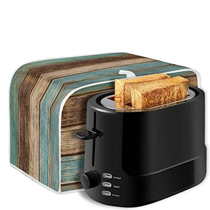  NETILGEN Kitchen Toaster Dust Cover Bakeware Protector Compatible With 2 Slice Toaster Top Handle Design Heat-Resistant Dust Protection Anti-scratch Kitchen Appliance Cover, Rustic Wood Grain