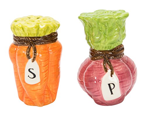  Farmers Market Salt & Pepper Shakers, Hand-painted Ceramic By Boston Warehouse