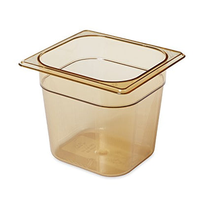 Rubbermaid Commercial Products Hot Food Insert Pan For Restaurants/Kitchens/Cafeterias, 1/6 Size, 6 Inches Deep, Amber (FG206P00AMBR)