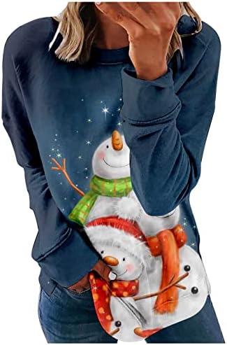  Womens Crewneck Sweatshirt Fall Fashion Sweatshirts Long Sleeve Plus Size Christmas Print Pullover Top Streetwear