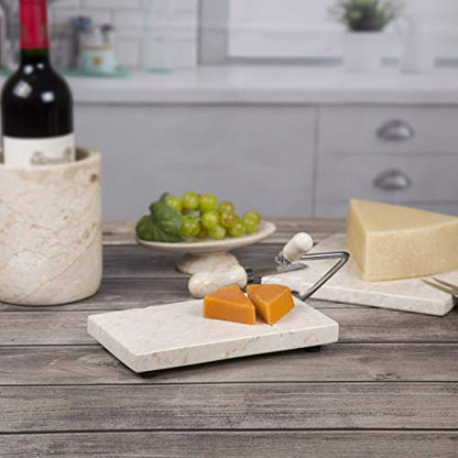  Creative Home Natural Champagne Marble Cheese Slicer Wire Cheese Butter Cutter, 5" L X 8" W, Beige
