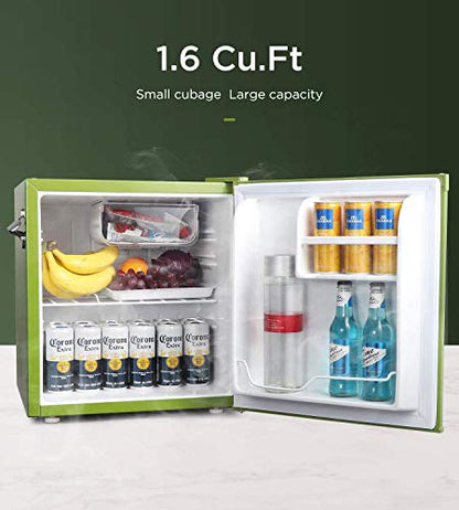  Watoor 1.6 Cu.Ft Mini Refrigerator Compact Fridge Retro Design With Bottle Opener Green