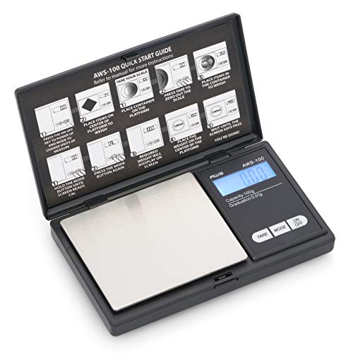  Eries Digital Pocket Weight Scale 100g X 0.01g, (Black), AWS-100-Black