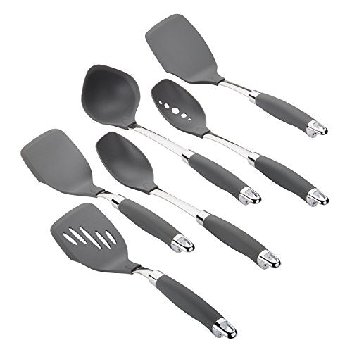  SureGrip Nonstick Utensil Kitchen Cooking Tools Set, 6 Piece, Graphite