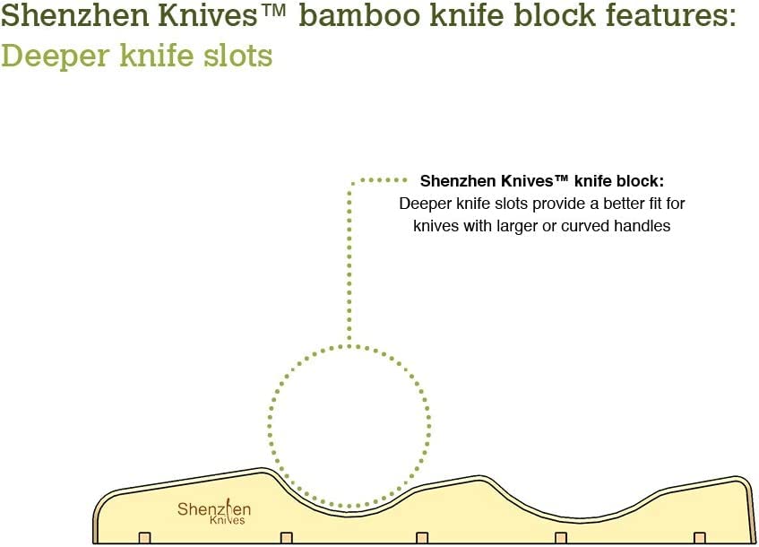  Large In-Drawer Knife Block: 11 Slot (Holds 10-12 Knives) Empty Bamboo Wooden Knife Holder For Kitchen Drawers