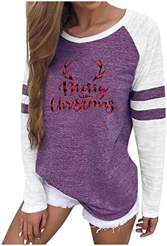  Pullover Sweatshirts For Women Fall Plus Size Sweatshirts Long Sleeve Christmas Print Crew Neck Pullover Top Streetwear
