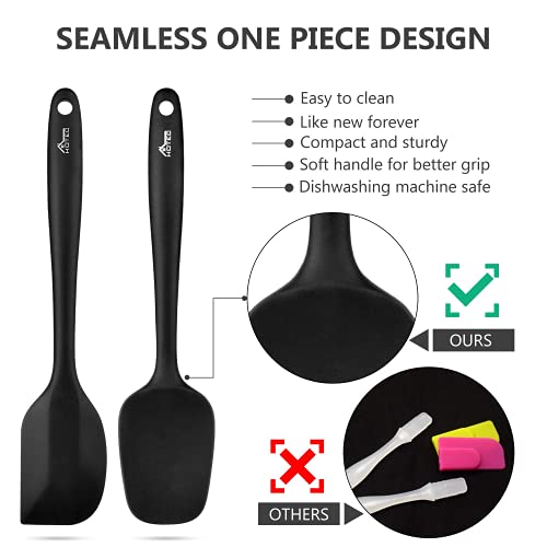  Food Grade Silicone Rubber Spatula Set For Kitchen Baking, Cooking, And Mixing High Heat Resistant Non Stick Dishwasher Safe BPA-Free Black Set Of 5
