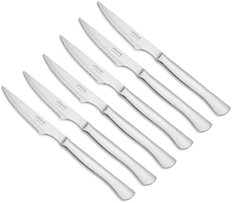  6 Piece Steak Knife Set 4 Inch. Pocket Knife Pack With Pearl Edge For Cutting And Fillet Meat. Monoblock Stainless Steel Blade And Handle. Series Mesa