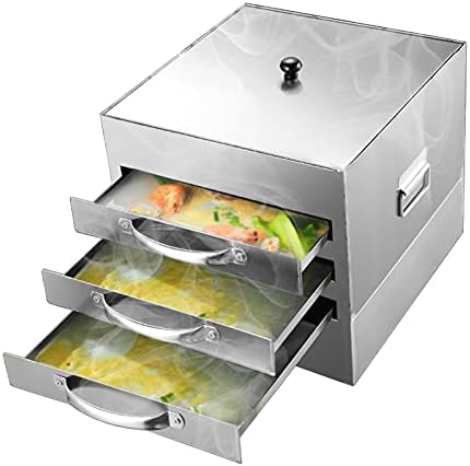  AIZYR Chinese Rice Noodle Roll Food Steamer - Home Rice Noodle Roll Machine With 3 Stainless Steel Trays (1 Tray With Hole + 2 Solid Tray),4 Layer