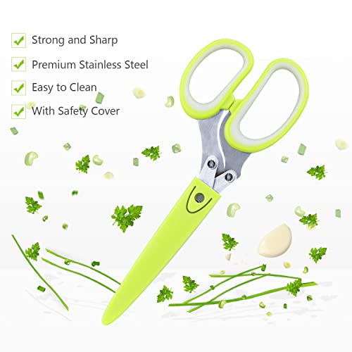 GENERIC Herb Scissors Set, Kitchen Scissors With 5 Blades And Cover, Multipurpose Cutting Kitchen Herb Shears With Safety Cover And Cleaning Comb For Cutting Herbs And Papers