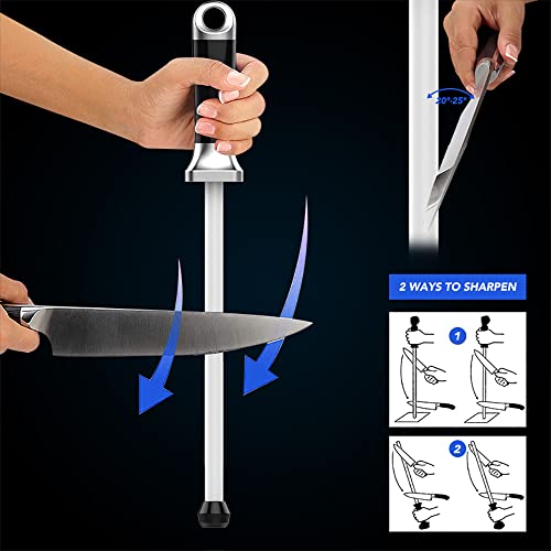  Knife Honing Rod,10 Inches Ceramic Sharpening Stick, Home Kitchen Knife Sharpener, 1000 Grit Ceramic