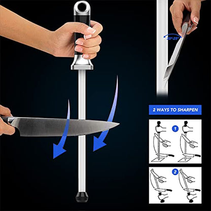  Knife Honing Rod,10 Inches Ceramic Sharpening Stick, Home Kitchen Knife Sharpener, 1000 Grit Ceramic