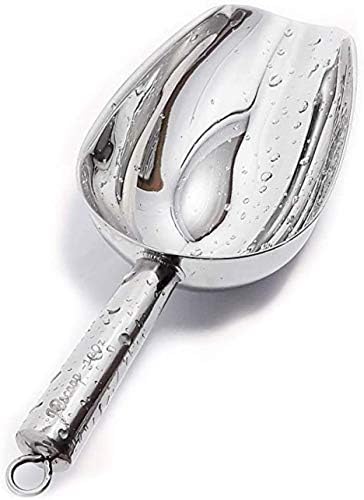  Stainless Steel Scoop For Ice, 9.6 Inch Metal Food Scoop Kitchen Bar Party Wedding Heavy Duty Dishwasher Safe - 8 Oz