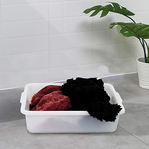  AnnkkyUS 4-Pack 13 Liter Commercial Bus Tubs, White Plastic Wash Basin Bus Tote