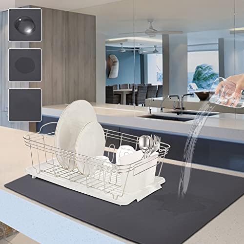  Coffee Mat Absorbent Coffee Bar Mat For Kitchen Hide Stain Rubber Backed,Super Absorbent Draining Mat,12" X 19" Coffee Bar Accessories Fit Under Coffee Pot