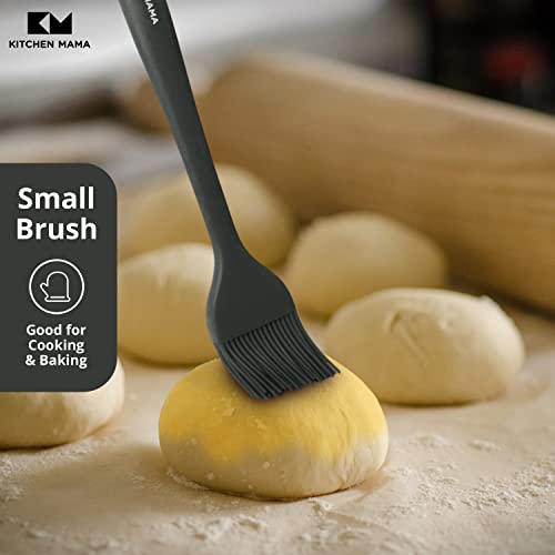  Silicone Basting Pastry Brush: Set Of 2 Heat Resistant Basting Brushes For Baking, Grilling, Cooking And Spreading Oil, Butter, BBQ Sauce, Or Marinade. Dishwasher Safe(Metal Grey)
