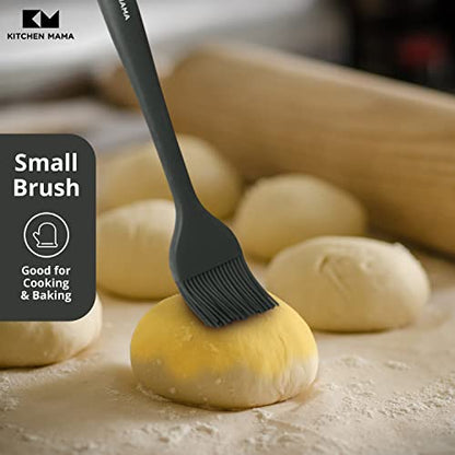  Silicone Basting Pastry Brush: Set Of 2 Heat Resistant Basting Brushes For Baking, Grilling, Cooking And Spreading Oil, Butter, BBQ Sauce, Or Marinade. Dishwasher Safe(Metal Grey)